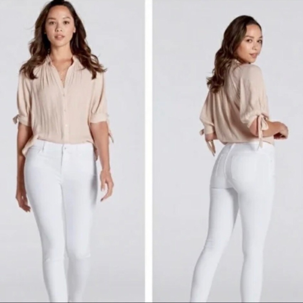 LILA RYAN Stretch Skinny Jeans White Cropped Pants Mid Rise